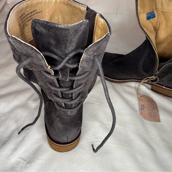 NWT Aqua Sofft Sharnell Charcoal Lace Up Boots Waterproof Western boho Sz6 Rodeo - Picture 9 of 14